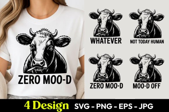 Cow Zero Mood Quote SVG PNG