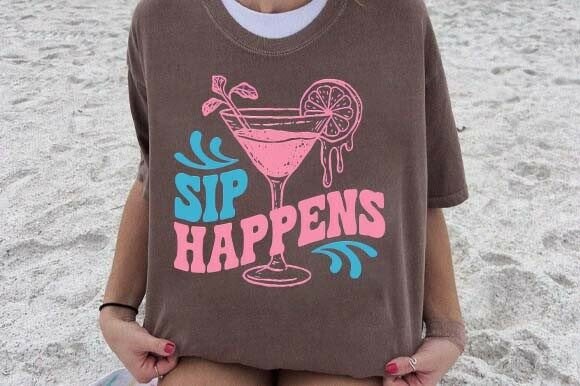 Funny Sip Happens Drink Quote SVG PNG Review